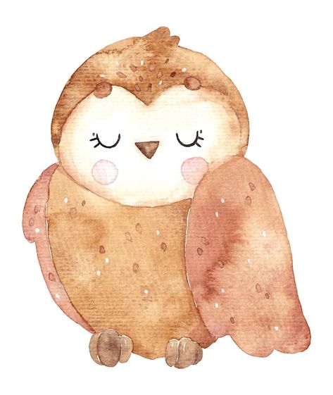 Vector hand drawn watercolor illustratio... | Premium Vector #Freepik #vector #owl-cartoon #owl #woodland #baby-bird Owl Watercolor Easy, Owl Drawing, Aesthetic Illustration, Owl Kids, Cartoon Owl, Cute Owls, Owl Watercolor, Owl Vector, Owl Illustration