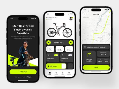 Mobile App Inspiration, Cycling App, Card Ui, Web Design Tools, Mobile Interface, Tracking App, Ux Design Inspiration, App Layout, Unique Logo Design