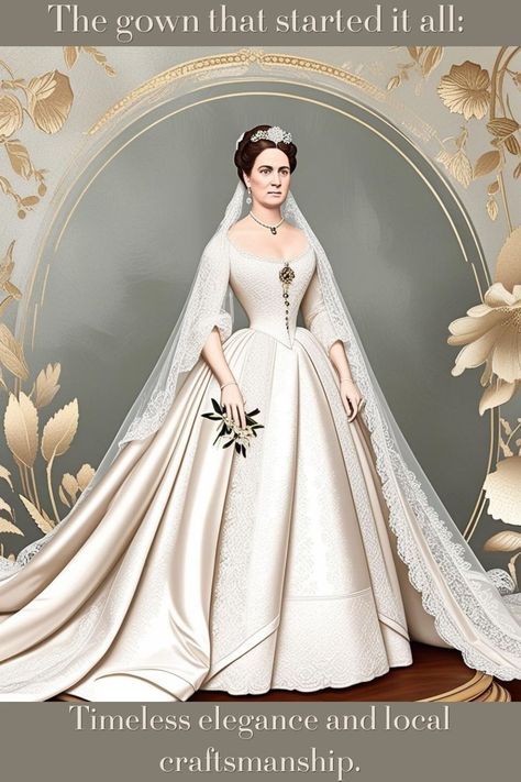 Featuring Honiton lace, silk satin, and a floral crown, Queen Victoria’s wedding gown broke royal tradition and inspired a global bridal trend. Learn how her gown redefined weddings. ❄️👑 Discover the details of her iconic look—read now! Honiton Lace, Crown Queen, Iconic Weddings, White Wedding Gowns, Royal Tiaras, Royal Brides, Lace Silk, White Gowns, Modern Bridal