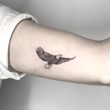 100 Striking Eagle Tattoo Designs for 2022 - The Trend Spotter Eagle Tattoo Forearm, Eagle Tattoo Arm, Tattoo Lower Back, Bald Eagle Tattoos, Small Eagle Tattoo, Small Wave Tattoo, Hawk Tattoo, Inner Bicep Tattoo, Petit Tattoo