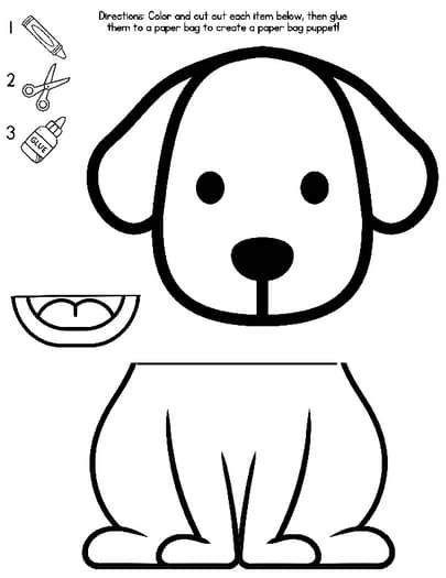 Printable Paper Bag Dog Puppet Template by HenRyCreated | TPT Dog Paper Bag Puppet, Puppet Template Printables, Paper Bag Puppets Printable Free, Paper Puppets Printable, Bilingual Storytime, Dogs Crafts, Story Boxes, Preschool Circle Time Activities, Dog Puppet