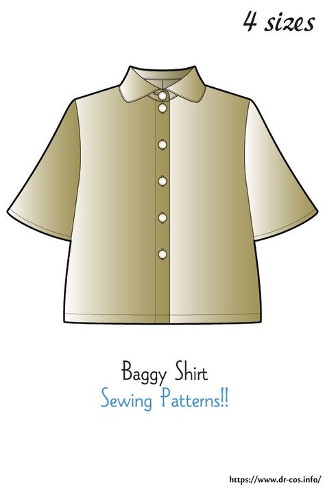 This is the pattern of Baggy shirt. cm size(A4 size) Ladies'-S,M,L,LL At present, only Japanese. Added the number of fabric meters required for each size Shirt Sewing Patterns, Sewing Patterns Free Women, Japanese Sewing Patterns, Baggy Shirt, Shirt Sewing, Japanese Shirt, Shirt Sewing Pattern, Japanese Sewing, Womens Sewing Patterns