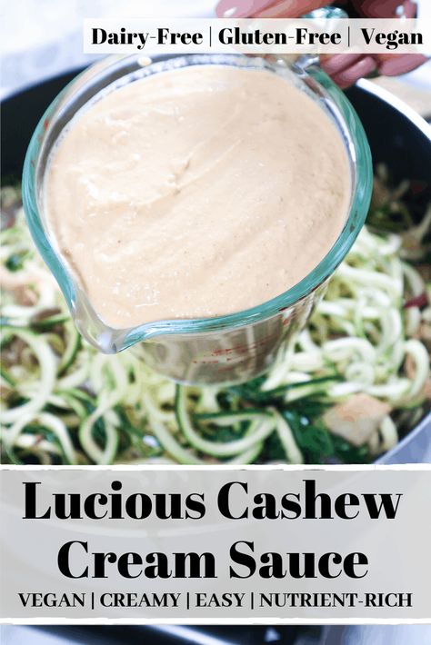 Food Baddie, Cashew Cream Recipe, Dairy Free Sauces, Cashew Cream Sauce, Cashew Recipes, Gluten Free Sauces, Cashew Sauce, Mushroom Cream Sauces, Cream Pasta