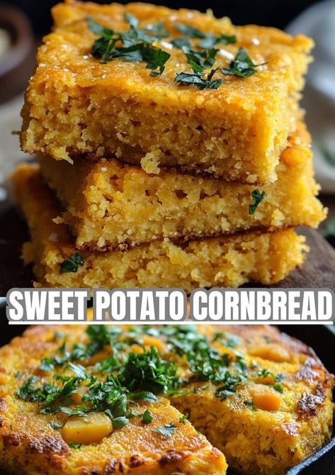 Walnut Thyme Cornbread, Vegan Sweet Potato Cornbread, Sweet Potato Honey, Sweetcorn Bread South Africa, Cornbread Loaf, Corn Bread Using Yellow Corn Meal, Sweet Corn Spoon Bread, Sweet Potato Cornbread, Mashed Sweet Potato