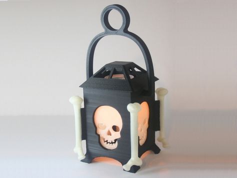 LED Skull Lantern by Festus440 - Thingiverse Skull Lantern, 3d Printed Halloween, 3d Printer Art, 3d Printing Files, Led Tea Light Candles, Resin Printing, Glowforge Ideas, 3d Printing Art, 3d Printed Objects