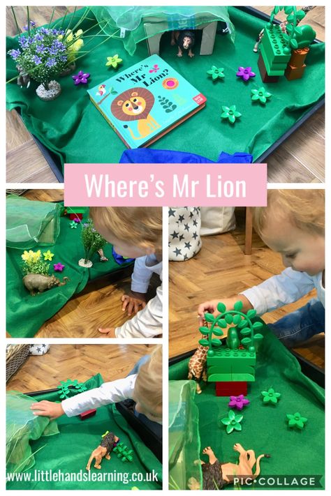 Lion Sensory Bin, The Lion Inside Activities, Lion Activities, Retell A Story, Story Telling Activities, Lion Games, Object Permanence, Cognitive Activities, Toddler Homeschool