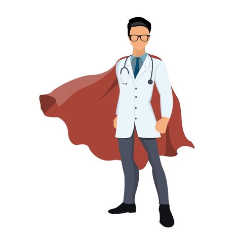 Cartoon Super Hero, Superhero Doctor, Doctor Drawing, Tree Drawings Pencil, Male Doctor, Medical School Motivation, Doctors Day, Red Cape, Art Sketches Pencil