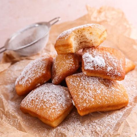 Best Sourdough Beignets (VIDEO) - Food Over Comfort Sourdough Discard Beignets, Sourdough Beignets Recipe, Sourdough Beignets, Milk Video, French Donuts, Recipe With Milk, Buttercream Frosting For Cupcakes, Beignet Recipe, Video Food