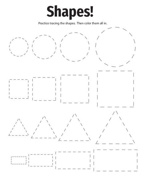 Preschool Math Worksheets: Tracing Basic Shapes Shapes Lessons, Shape Activities Preschool, Geometry Worksheets, Preschool Tracing, Activity Workbook, Pre Writing Activities, Tracing Worksheets Preschool, Preschool Math Worksheets, Worksheet For Kids