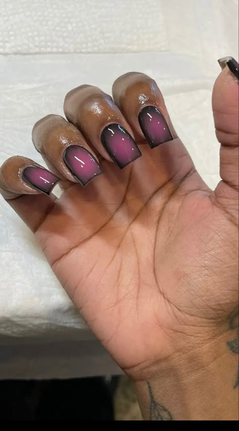 Nails To Go With Purple Dress, Ballerina Acrylic Nails, Nails Board, Acrylic Nails Almond Shape, Dark Purple Nails, French Tip Acrylics, Natural Acrylic Nails, Aura Nails, Hippie Nails