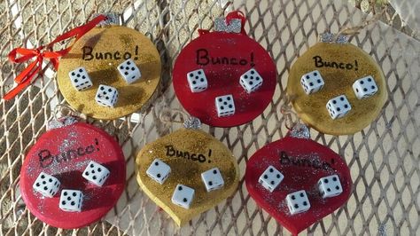 bunco ornaments 2015 Diy Bunco Ornaments, Bunco Christmas Ornaments Diy, Bunco Gifts Christmas, Bunco Christmas Ornaments, Bunco Ornaments Diy, Bunco Ornaments, Bunco Christmas, Christmas Bunco, Boutique Crafts