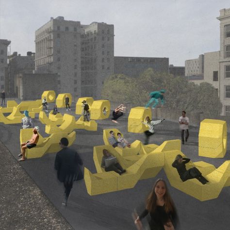 Redefining the left-over spaces from our cities Furniture Design Competition, Downtown Portland Oregon, Parking Structure, Urban Design Competition, Urban Furniture Design, Flexible Furniture, Downtown Portland, Urban Furniture, Street Furniture