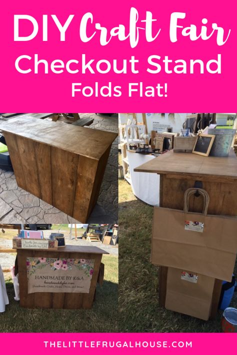 See how I built a DIY Folding Craft Fair Checkout Stand with scrap wood and $0. Ring up customers and package gifts on your own checkout station! Craft Fair Checkout Stand, Checkout Stand, Craft Fair Table, Craft Fair Booth Display, Craft Show Booths, Craft Show Booth, Craft Booth Display, Vendor Displays, Craft Fairs Booth