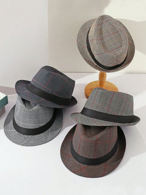 1 pieza Sombrero de Fedora a cuadros para hombre, sombrero de sol casual para caballeros de mediana edad primavera otoño, adecuado para uso diario Multicolor Casual,Calle,Bohemio,Vintage,Fiesta   Poliéster    Otoño,Primavera,Primavera/Otoño,Verano,Invierno,Todo,Primavera/Verano,Otoño/Invierno,Primavera/Verano/Otoño Men Accessories, size features are:Bust: ,Length: ,Sleeve Length: