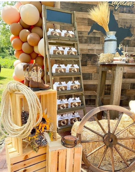 Old West Mercantile, Cow And Horse Birthday Party, Vaquero Theme Party, Cowboy Birthday Party Decorations, Rodeo Baby Shower, 1st Rodeo, Rodeo Birthday Parties, Cow Birthday Parties, Cowboy Theme Party