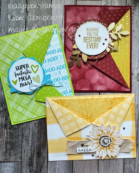 Collar Fold Cards 3 Ways - Robin Armbrecht, Stampin' Up! Demonstrator - ReallyRobinStamps.com Robin Armbrecht, Card Making Templates, Gatefold Cards, One Sheet Wonder, Fun Folds, Card Techniques, Fold Cards, Fancy Fold Cards, Pocket Cards