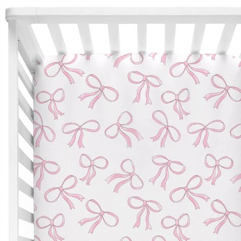 Pink Nursery Accessories, Baby Girl Bow Theme Nursery, Bow Theme Nursery, Pink Bow Nursery Theme, Bow Nursery Theme Girl, Bow Themed Nursery, Pink Bow Nursery, Swan Princess Nursery, Magnolia Nursery