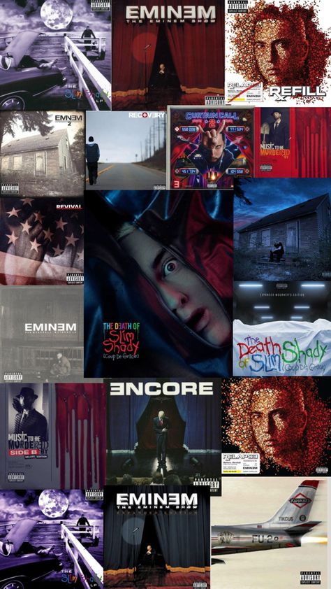 Here are each album of Eminem as a collage All Eminem Albums, Eminem Collage, Bad Meets Evil, Eminem Albums, Eminem Wallpapers, Real Slim Shady, The Real Slim Shady, Eminem Slim Shady, Rap God