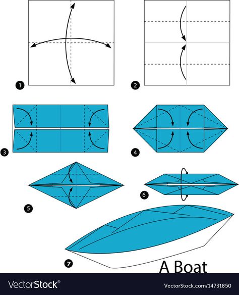 Paper Boat Template, Origami Boat Instructions, Origami Sailboat, Origami Vector, Paper Boat Origami, Realistic Paper Flowers, Make A Paper Boat, Cards Ideas Handmade, Origami Easy Step By Step