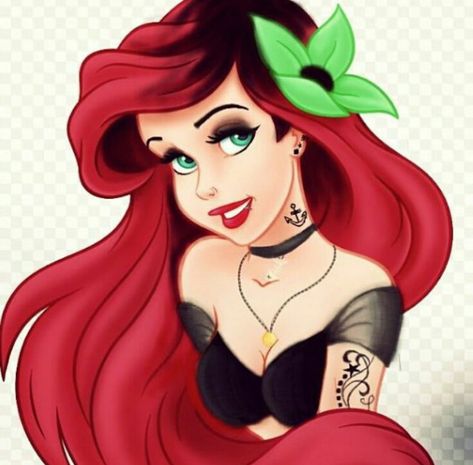 Punk Princess Aesthetic, Emo Disney Princess, Gothic Disney Princesses, Punk Ariel, Emo Disney, Dark Disney Art, Goth Disney Princess, Goth Disney Princesses, Disney Princess Villains