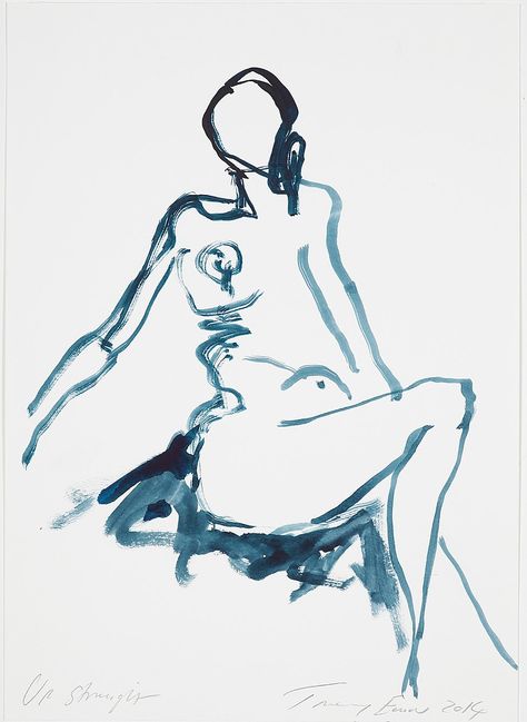 Tracey Emin Art, Feminist Artist, Tracey Emin, Alberto Giacometti, Egon Schiele, Tinta China, English Artists, Drawing Projects, Figure Drawing Reference