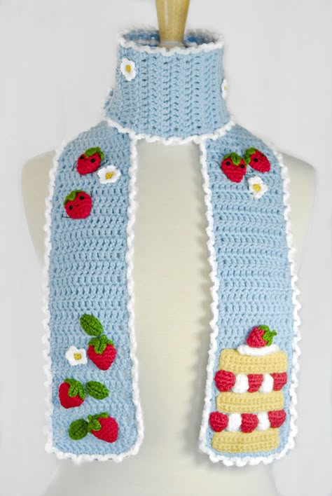 Strawberry Boutique, Antique Crochet, Crochet Artist, Short Cake, Unique Scarf, Crochet Fairy, Crochet Strawberry, Vintage Crochet Patterns, Kawaii Crochet