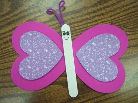 butterfly craft Storytime Crafts, Easy Valentine Crafts, Valentines Day Crafts, Preschool Valentines, Heart Butterfly, Preschool Arts And Crafts, Valentine Crafts For Kids, Valentine Projects, Valentines Crafts