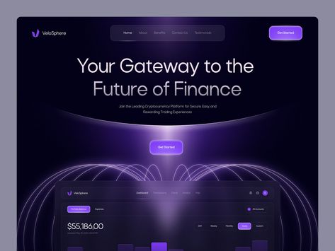 VeloSphere - Cryptocurrency Website Header by Rona Zepri for Plainthing Studio on Dribbble Website Sections Design, Header Design Website, Web3 Designs, Accounting Web Design, Tech Web Design, Header Website, Cryptocurrency Website Design, Tech Websites, Green Website