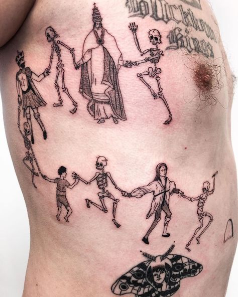 Macabre Tattoo, Dance Macabre, Boston Tattoo, Dance Of The Dead, Dance Tattoo, Small Tats, Dancing Animals, Skeleton Dance, Like A Rock