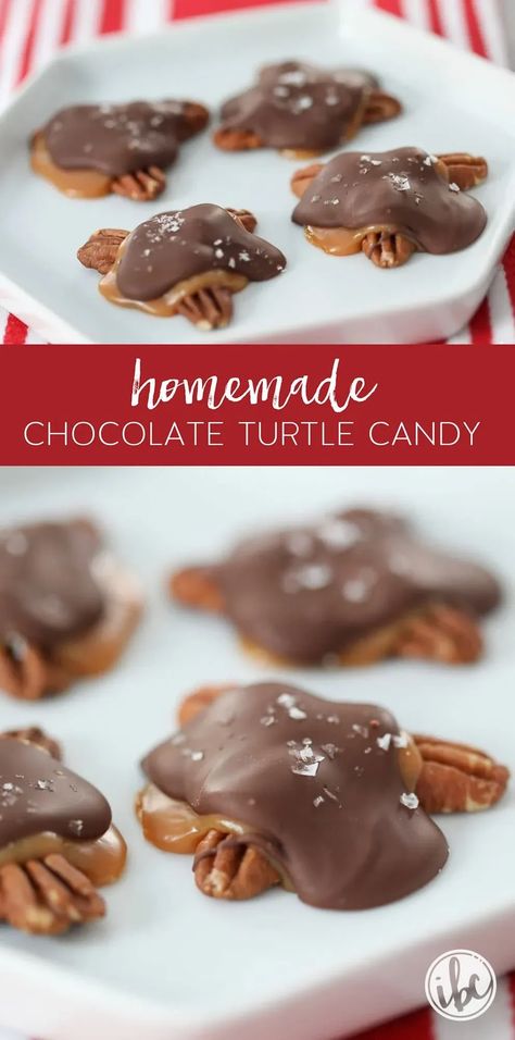 Turtle Candies Homemade, Slow Cooker Turtle Candy, Christmas Candy Recipes Homemade, Homemade Turtle Candy With Pecans, Candy Turtles, Holiday Baking Easy, Chocolate Pecan Turtle Clusters, Turtle Clusters, Salted Caramel Candy