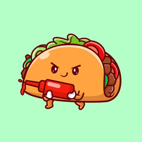 Cute taco holding sauce gun cartoon vect... | Premium Vector #Freepik #vector #mascot-design #cartoon-mascot #cartoon #mascot Taco Cartoon, Vector Icons Illustration, Illustration Food, You're Awesome, Icon Illustration, Premium Vector, Icon Design, Creative Professional, Graphic Resources