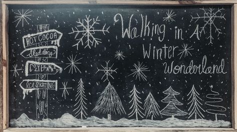 #chalkboard #chalk #winter #christmas #decor Winter Blackboard Ideas, Chalk Wall Christmas Ideas, Winter Chalkboard Art Ideas, Holiday Chalkboard Ideas, December Chalkboard Ideas, Winter Chalkboard Art, Winter Chalkboard Ideas, Christmas Handlettering, Chalkboard Art Ideas