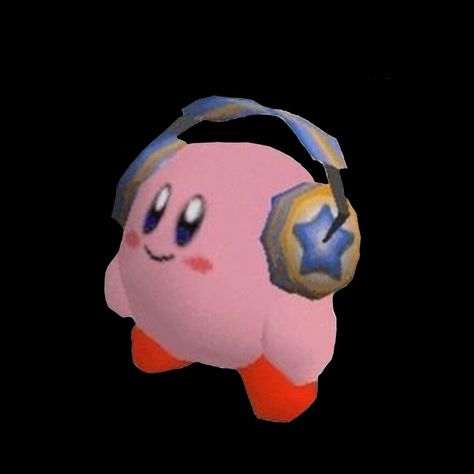 Game Icon Pink, Kirby With Headphones, Old Video Games Aesthetic, Y2k Kirby, Video Game Pfp, Low Poly Aesthetic, Kirby Widgets, Ps2 Aesthetic, Kirby Aesthetic