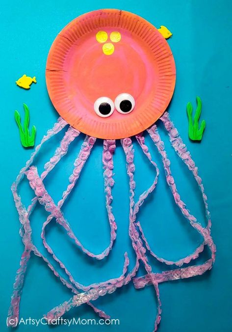 Paper plate octopus craft Paper Plate Octopus, Octopus Craft, Aba Activities, August Activities, Sea Animal Crafts, Speech Crafts, Teaching Preschoolers, Paper Plate Animals, Ocean Animal Crafts