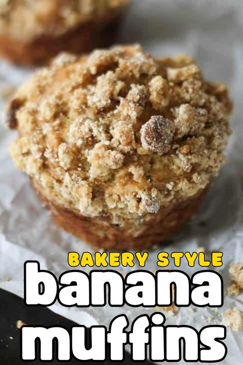 Bakery-style banana muffins are the ultimate treat, combining the moist, rich flavor of banana bread with a soft, fluffy texture. Topped with a buttery streusel topping, these muffins are irresistibly sweet and crunchy, making them the best choice for a quick breakfast or snack. These easy banana bread muffins come together in no time and have that perfect balance of sweetness and banana flavor. Whether you’re baking for a crowd or just yourself, they’re sure to be a hit! White Chocolate Cinnamon Banana Muffins, Bakery Style Banana Nut Muffins, Banana Muffins With Crumb Topping, Bakery Style Banana Muffins, Banana Crumble Muffins, Sour Cream Banana Muffins, Easy Banana Bread Muffins, Crumb Topping For Muffins, Banana Crunch Muffins