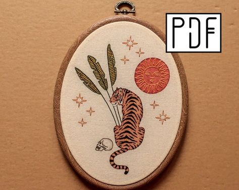 Celestial Tiger, Embroidery For Boys, Tiger Embroidery Design, Embroidered Things, Beginning Embroidery, Embroidery Tiger, Tiger Embroidery, Modern Hand Embroidery Patterns, Modern Hand Embroidery