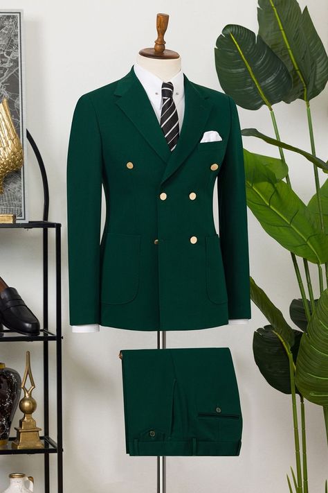 Experience sophistication with a refreshing edge in deep green. This suit’s double-breasted design and rich color turn every glance into admiration. Made for those who command the room effortlessly.  #greensuit #doublebreastedsuit #uniqueformalwear #modernmenswear #tailoredlook #suitup #statementstyle Green Double Breasted Suit, Bow Tie Suit, Modern Fit Suit, Suit Stores, Suit Styles, Slim Fit Suit Men, Tuxedo Blazer, Green Suit, Slim Fit Suits