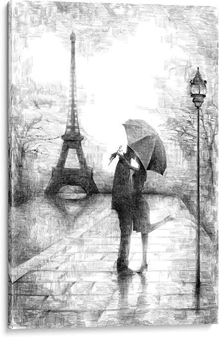 INTALENCE ART Unique Romantic Paris Wall Decor, 12x18in Canvas Wall Art Eiffel Tower Print on Canvas, Modern Home and Office Decoration. Premium Giclee Print Gallery Wrap Black and White Easy to Hang. Eiffel Tower Romantic, Romantic Wall Decor, Eiffel Tower Wall Art, Paris Artwork, Paris Wall Decor, Paris Art Print, Eiffel Tower Print, Romantic Paris, Paris Wall Art