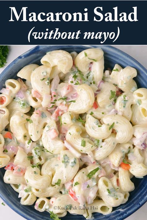 Macaroni Salad Vegetarian, Macaroni Salad No Mayonnaise, Vegetarian Macaroni Salad, Macaroni Salad Without Mayonnaise, Macaroni Salad Without Mayo, No Mayo Macaroni Salad, Salads Without Mayonnaise, Pasta Salad Without Mayonnaise, Pasta Salad Recipes Without Mayo