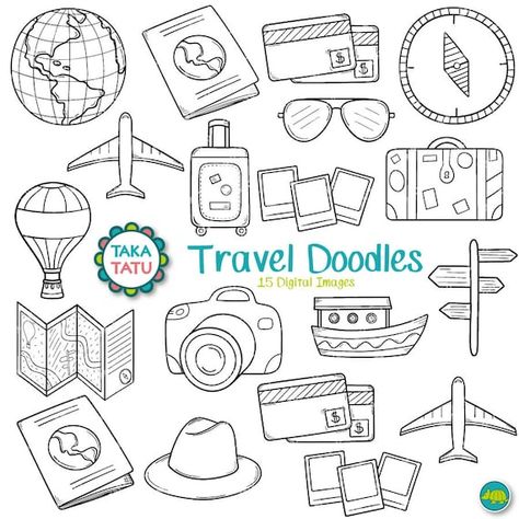 Line Art Doodles, Doodles Digital, Travel Doodles, Travel Clipart, Arte Doodle, Zestaw Ikon, Art Doodles, Doodle Icon, Drawing Clipart