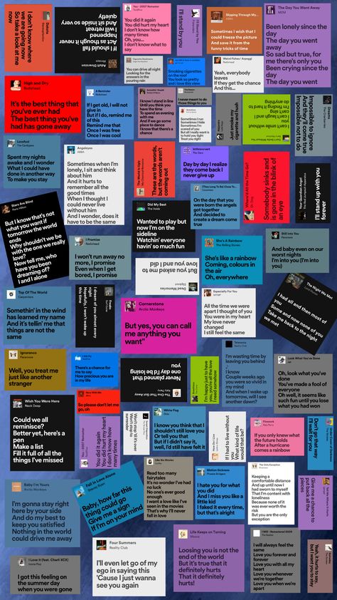 Spotify lyrics collage <3 Lyrics Collage, Music Stickers, Spotify Lyrics, School Quotes, Stand By You, Yearbook, Me Time, One Pic, Song Lyrics