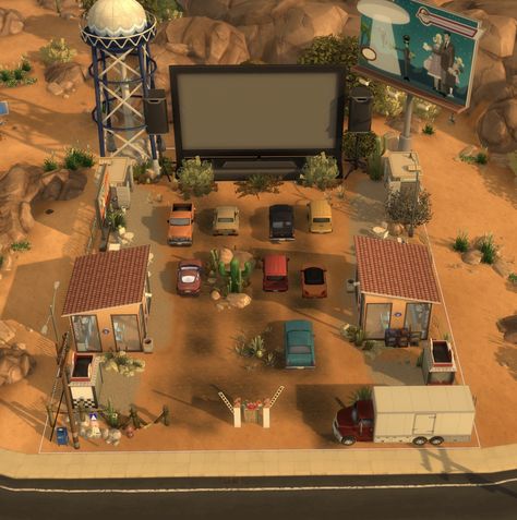 Sims 4 Drive In Movie, Ts4 Builds, Oasis Springs, Sims Gameplay, Sims 4 Speed Build, Sims House Plans, Save File, Drive In Theater, Drive In Movie