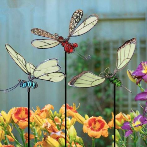 Juegoal 20 Inch Butterfly Garden Stakes Decor, Dragonfly Stakes, Hummingbird Glow in Dark Metal Yard Art for Mom, Mothers Day Ideal Gifts, Indoor Outdoor Lawn Pathway Patio Ornaments, Set of 3 Outdoor Fall Decor Ideas, Fall Backyard, Metal Flower Wall Art, Decorative Garden Stakes, Hummingbird Garden, Flower Pots Outdoor, Dark Metal, Lawn Ornaments, Metal Yard Art