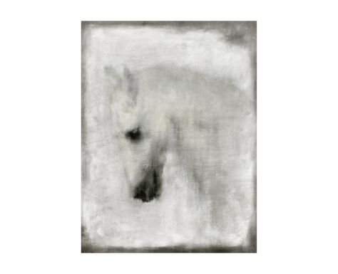 Leftbank Art. 52GCJE0094 Camargue Horse, Abstract Horse, Horse Artwork, Dark Walls, Contemporary Fine Art, White Clouds, Next Step, The Next Step, Equestrian Style