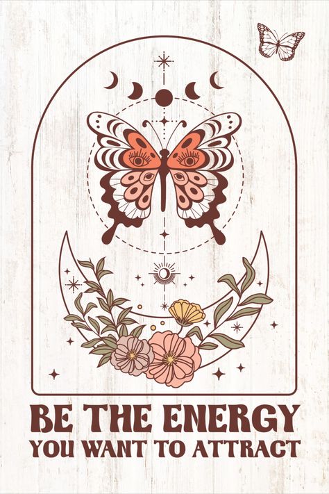 This mesmerizing boho-style butterfly art is a delightful fusion of intricate flowers and vibrant colors that will transport you to a realm of inspiration and motivation. Be the energy you want to attract. Cool inspirational artwork for poster and wall art lovers. #butterfly #poster #motivation #inspiration #boho Boho Quotes, Cottage Market, Boho Poster, Butterfly Poster, Spiritual Artwork, Happy Hippie, Art Journal Therapy, Hippie Decor, Inspirational Artwork