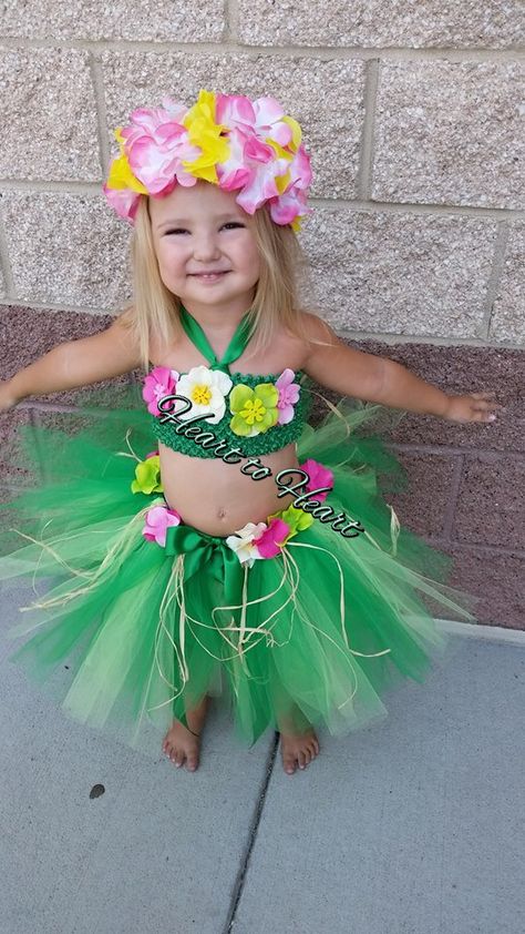 Hula girl green floral tutu outfit luau tutu by HeartTOHeartCO