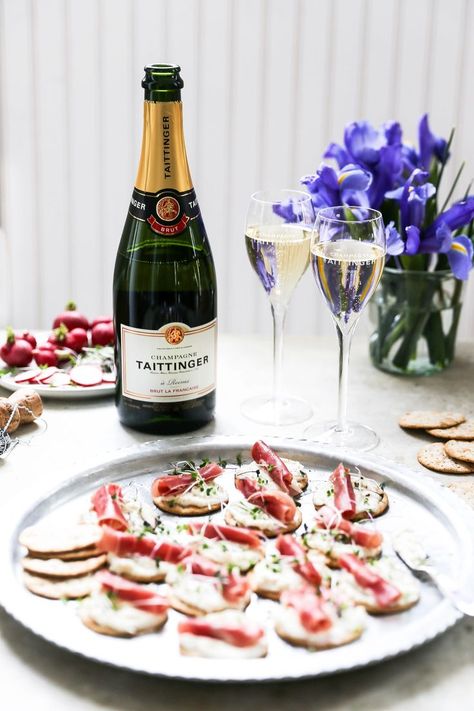 Quick & Easy Champagne & Food Pairing Guide Prosciutto Bites, Wine Tasting Appetizers, Champagne Food, Champagne Pairing, Taittinger Champagne, Food Pairing, Champagne Taste, Wine Tasting Party, Valentine Dinner