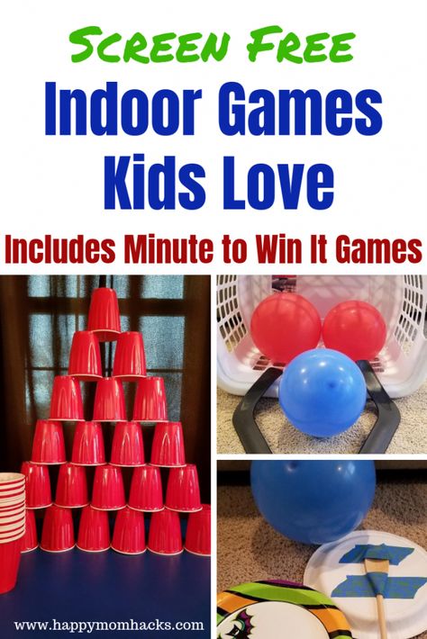 Fun Rainy Day Activities for Kids|Family Game Nights with No Screens | Happy Mom Hacks Rainy Day Games, Family Game Night Ideas, Fun Rainy Day Activities, Rainy Day Activities For Kids, Game Night Ideas, Kids Activities At Home, Fun Indoor Activities, Games Family, Minute To Win It Games