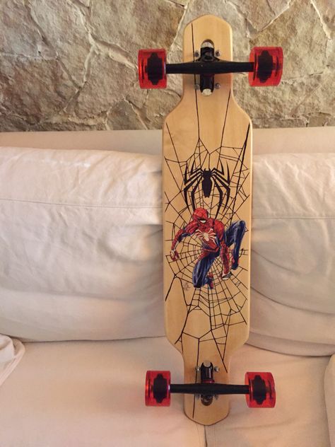 Spiderman Skateboard, Skateboard Ideas, Coquette Red, Dream Guitar, Skateboard Designs, Skate Aesthetic, Skate Boards, Skateboard Aesthetic, Dream Vehicles