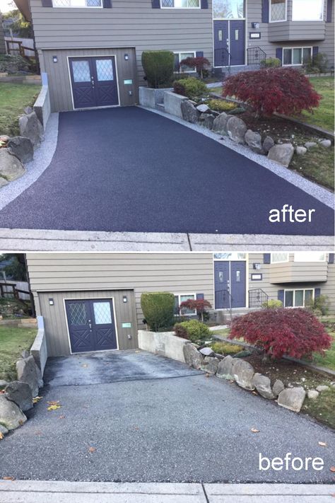 Driveway With Brick Border, Driveway Appeal, Driveway Update, Rubber Driveway, Tarmac Drives, Blacktop Driveway, Driveway Border, Paving Driveway, Brick Border